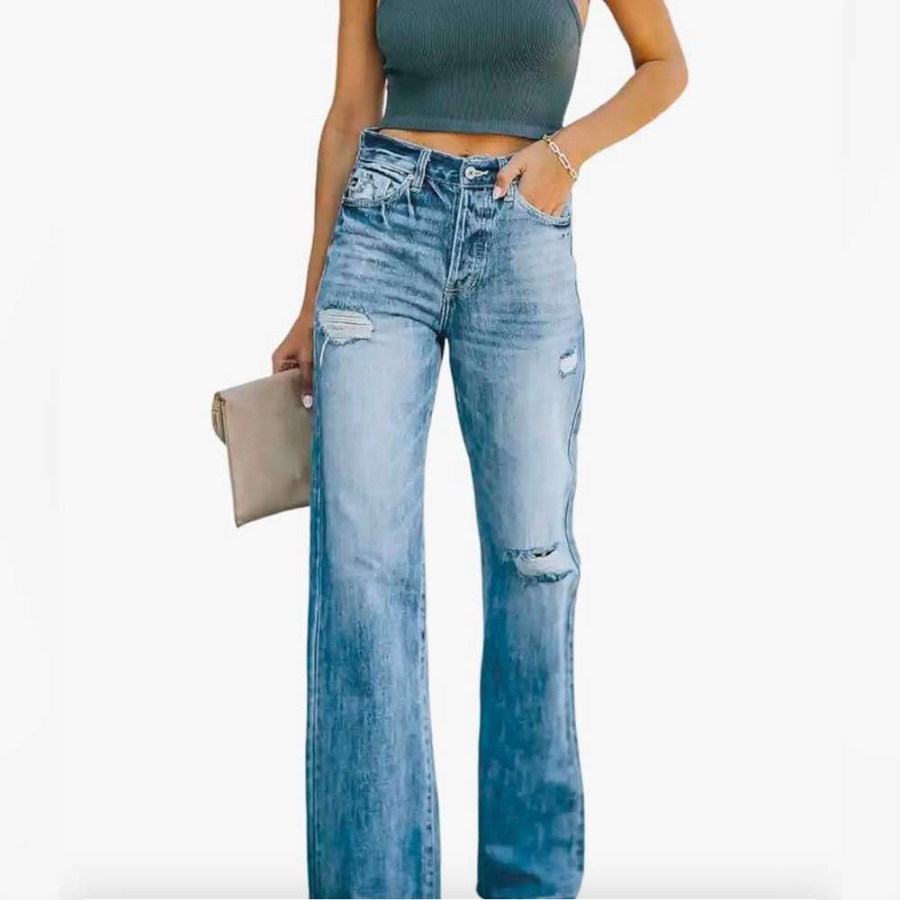 Women's Blue Distressed Jeans